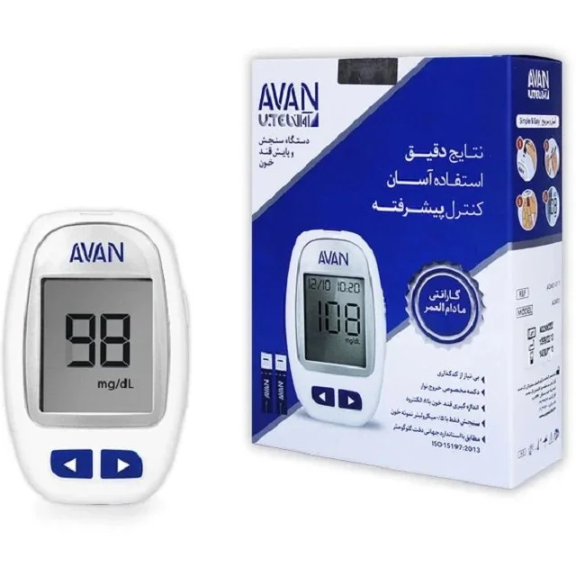 دستگاه تست قند خون آوان مدل AGM01 ، سنجش دقیق قند خون در 5 ثانیه و هشدار افت و افزایش قند